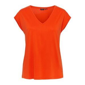 Pieces Womens/Ladies Pckamala Knitted V Neck / Tangerine Tango
